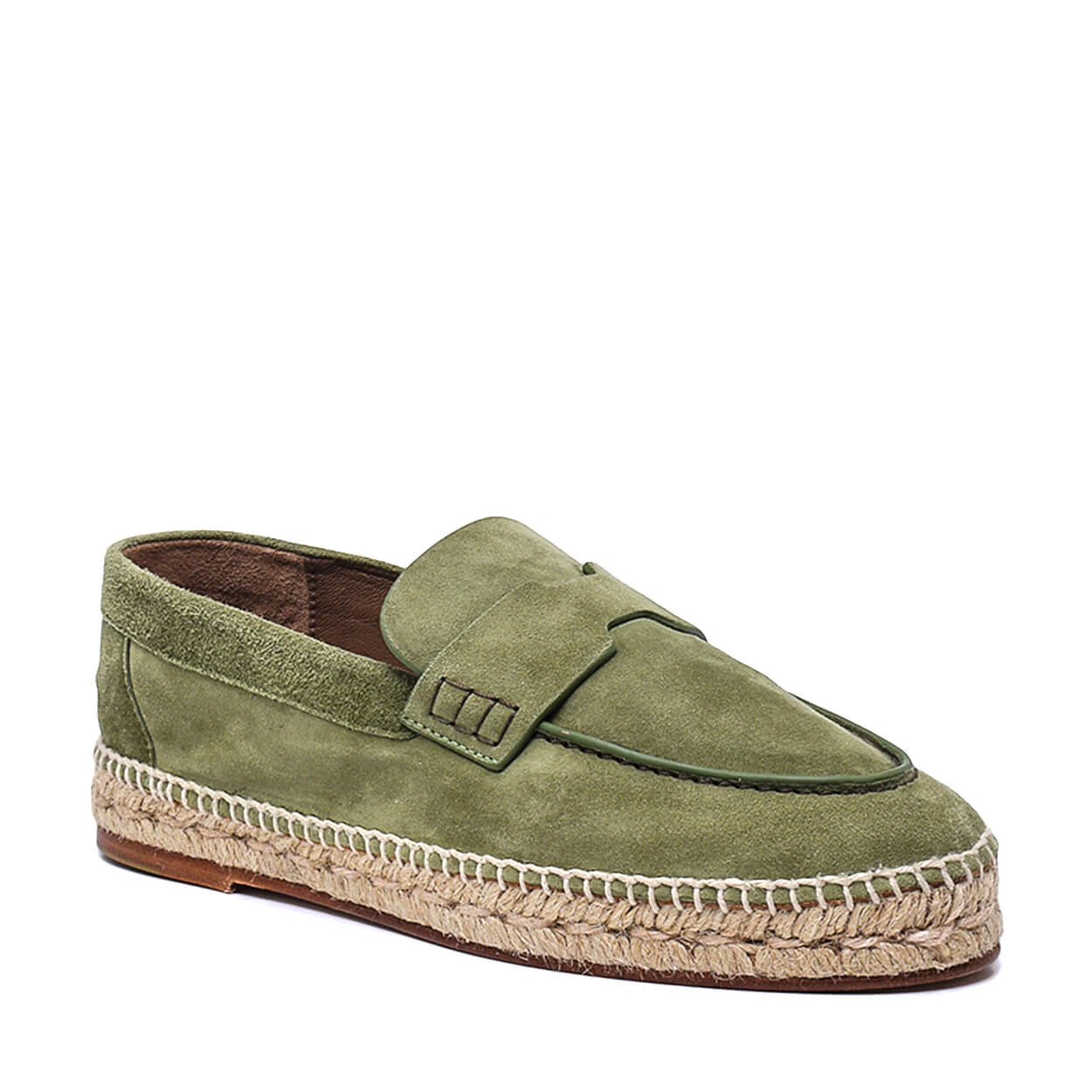 Hermès - Khaki Green Suede Goatskin Trip Espadrilles 37